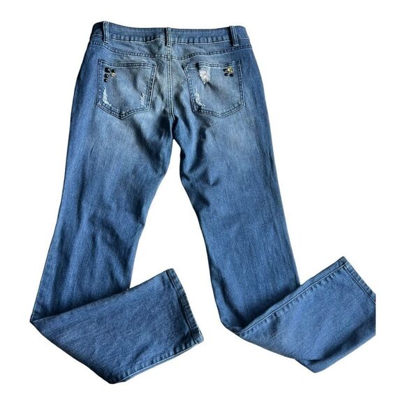 Apt. 9 Skinny Jeans Maxwell Fit Distressed with Studs and Jewel Accents Sz 8 - Picture 4 of 11